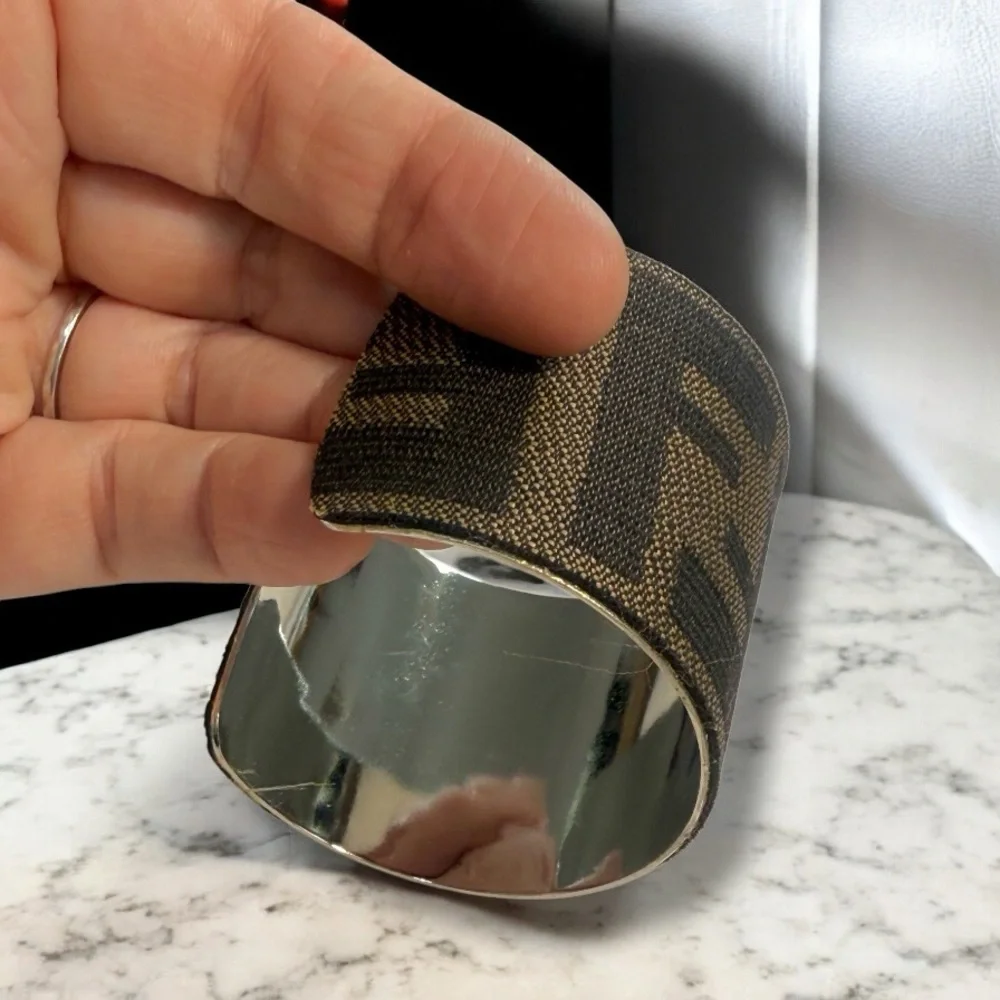 Repurposed cuff bracelet from authentic FENDI bag